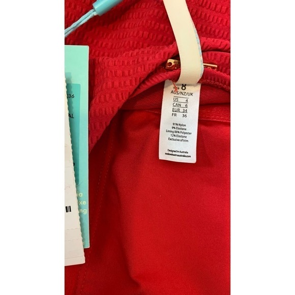 Sea Level Swim Red One Piece Swim Suit Sz 4 Belted One Shoulder Unused With Tags - Picture 3 of 7